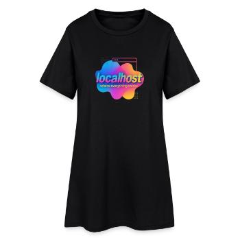 Localhost Buntes Grafik-T-Shirt für Entwickler - Frauen T-Shirt-Kleid - Schwarz - Vorne