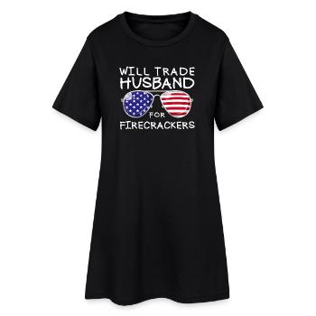 Échanger le mari contre des feux d’artifice Drôle 4 juillet - Robe T-shirt Femme - noir - Devant