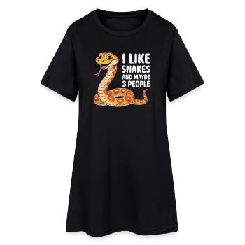 I Like Snakes – Lustiges Schlangenmotiv - Frauen T-Shirt-Kleid - Schwarz - Vorne