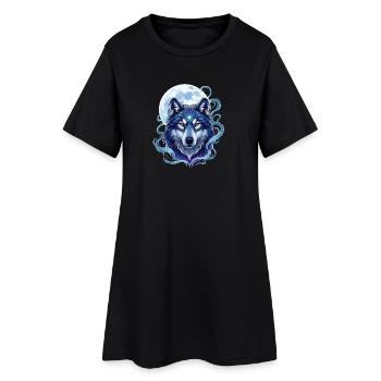 Loup - Robe T-shirt Femme - noir - Devant
