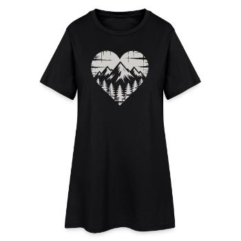 Paysage de montagne Coeur Design - Robe T-shirt Femme - noir - Devant