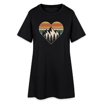 Heart of mountain landscape with fir trees - Women’s T-Shirt Dress - black - Front