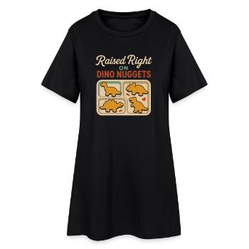Dino Nuggets Nostalgia Funny Snack Dinosaur - Women’s T-Shirt Dress - black - Front