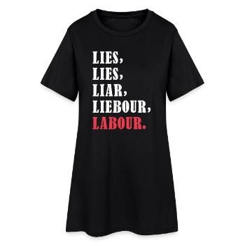Bold anti-Labour Slogan Typography Design - Frauen T-Shirt-Kleid - Schwarz - Vorne