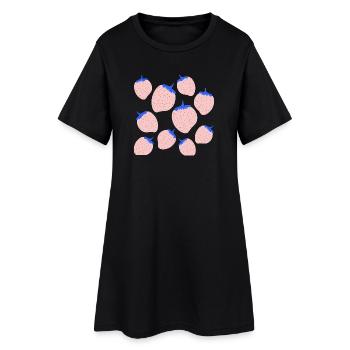 ERDBEEREN BEEREN - Frauen T-Shirt-Kleid - Schwarz - Vorne