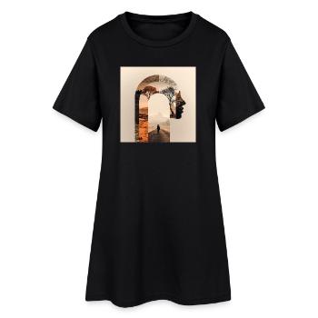 Voyage introspectif avec silhouette nature - Robe T-shirt Femme - noir - Devant