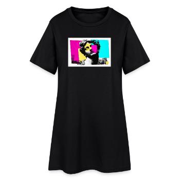 Sculpture Classique en Style Pop Art Urbain - Robe T-shirt Femme - noir - Devant