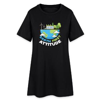 Ski Skifahrer Wintersport - Frauen T-Shirt-Kleid - Schwarz - Vorne