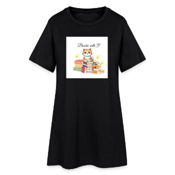 Bookie with heart - Frauen T-Shirt-Kleid - Schwarz - Vorne