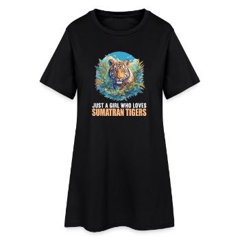 Sumatra-Tiger - Frauen T-Shirt-Kleid - Schwarz - Vorne