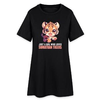 Sumatra-Tiger - Frauen T-Shirt-Kleid - Schwarz - Vorne