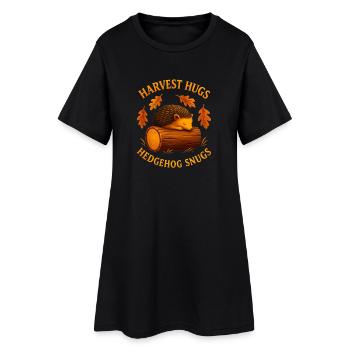 Hérisson d’automne avec tronc en bois - Robe T-shirt Femme - noir - Devant