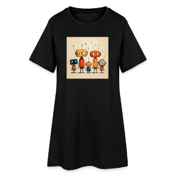 Robot Amicaux Enfantins - Robe T-shirt Femme - noir - Devant