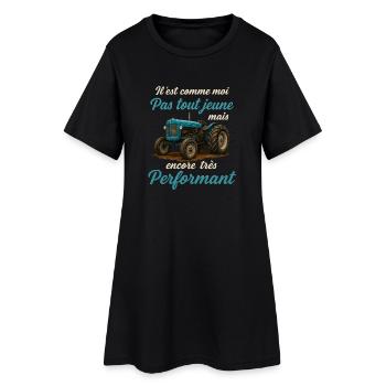 Traktorbauer Humor - Frauen T-Shirt-Kleid - Schwarz - Vorne