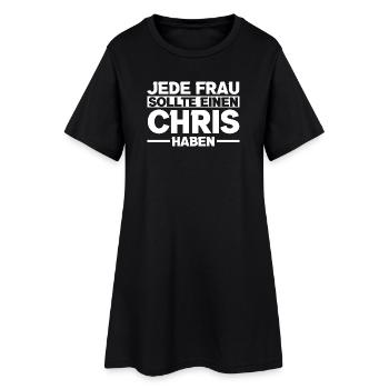 Inspirierendes Frauenmotto in Schwarzweiß - Frauen T-Shirt-Kleid - Schwarz - Vorne