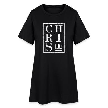 Minimalist Krone mit Linienmuster Chris  - Frauen T-Shirt-Kleid - Schwarz - Vorne