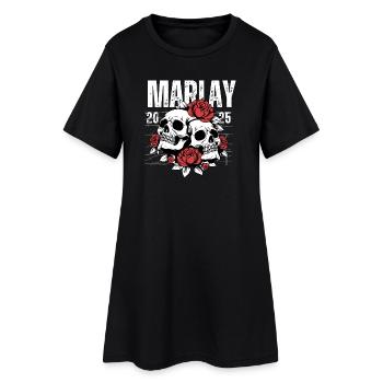Crâne squelette avec des roses et un thème commémoratif - Robe T-shirt Femme - noir - Devant