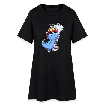Motif Dino Pompiers - Robe T-shirt Femme - noir - Devant