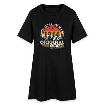 80 Ans 1946 Vintage Rétro Anniversaire - Robe T-shirt Femme - noir - Devant