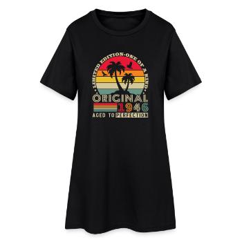 80 Ans 1946 Vintage Rétro Anniversaire - Robe T-shirt Femme - noir - Devant