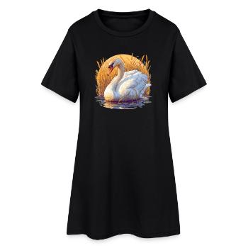 Cygnes Cygne - Robe T-shirt Femme - noir - Devant