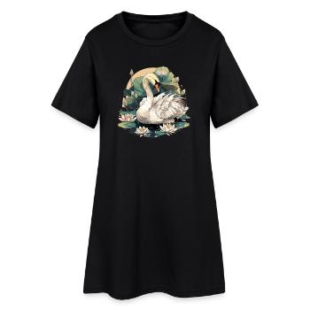 Cygnes Cygne - Robe T-shirt Femme - noir - Devant