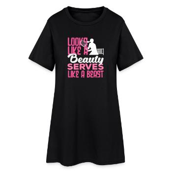 Tennis Spielerin Schönheit Und Bestie - Frauen T-Shirt-Kleid - Schwarz - Vorne