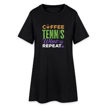 Tennis Café Vin Replay Joueur de Tennis - Robe T-shirt Femme - noir - Devant