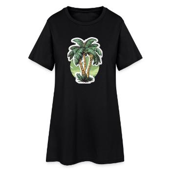 Palme - Frauen T-Shirt-Kleid - Schwarz - Vorne