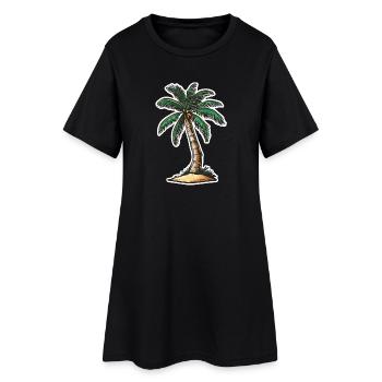 Palme - Frauen T-Shirt-Kleid - Schwarz - Vorne