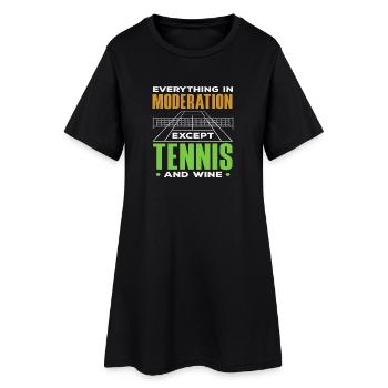 Tennis et vin pour les joueurs de tennis - Robe T-shirt Femme - noir - Devant