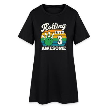 Rolling Into 3 Birthday Design - Frauen T-Shirt-Kleid - Schwarz - Vorne