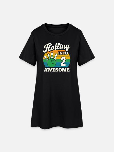 Rouler en 2 avec une boule de bowling - Robe T-shirt Femme - noir