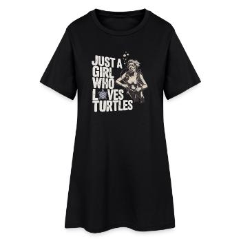 Just a girl who loves turtles - Frauen T-Shirt-Kleid - Schwarz - Vorne