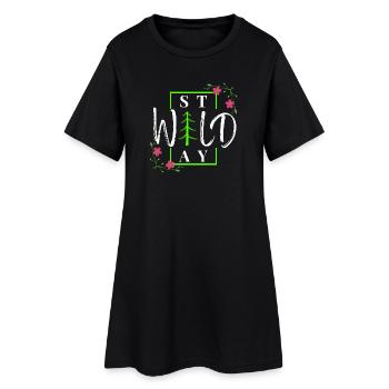 Restez sauvage - Forêt hivernale rustique - Robe T-shirt Femme - noir - Devant