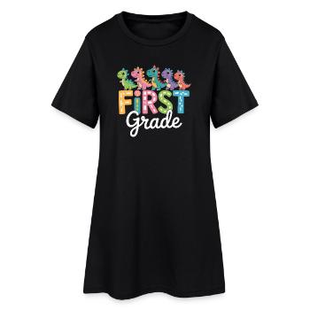 Dinosaure kawaii en première année de rentrée scolaire - Robe T-shirt Femme - noir - Devant