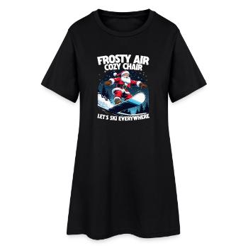 Ski Skifahrer Wintersport - Frauen T-Shirt-Kleid - Schwarz - Vorne