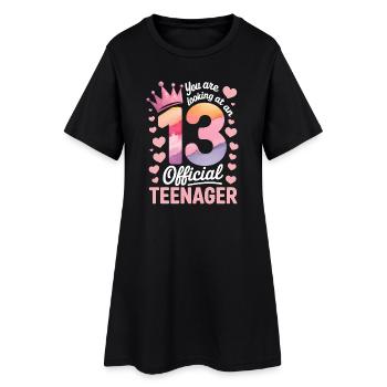 13th birthday teenager gift - Women’s T-Shirt Dress - black - Front