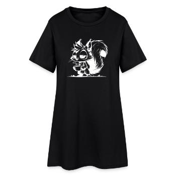 Bitte nicht stören – Eichhörnchen Kaffeezeit - Frauen T-Shirt-Kleid - Schwarz - Vorne