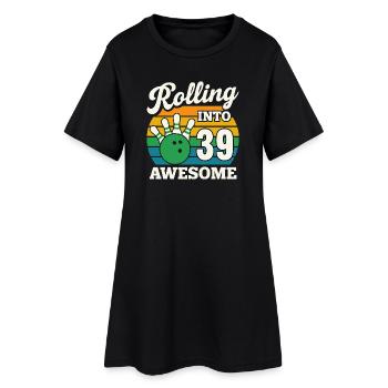 Bowling 39th Birthday Celebration Graphic - Women’s T-Shirt Dress - black - Front