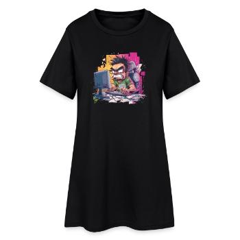 Gamer Rage – Wenn der Controller fliegt - Frauen T-Shirt-Kleid - Schwarz - Vorne