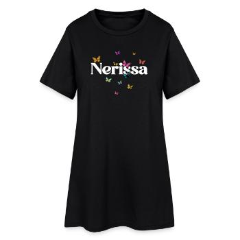 Beau prénom de fille NERISSA avec des papillons - Robe T-shirt Femme - noir - Devant