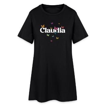 Schöner Mädchenname CLAUDIA mit Schmetterlingen  - Frauen T-Shirt-Kleid - Schwarz - Vorne