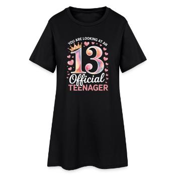 13th birthday teenager gift - Women’s T-Shirt Dress - black - Front