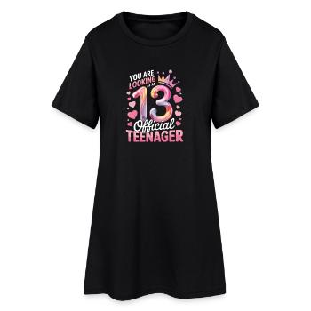 13th birthday teenager gift - Women’s T-Shirt Dress - black - Front