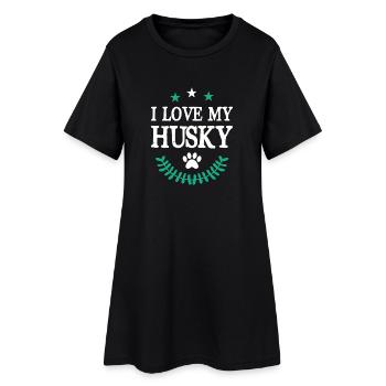 J'aime mon Husky - Robe T-shirt Femme - noir - Devant