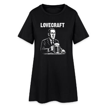 Lovecraft Inspired Retro Beer Illustration - Women’s T-Shirt Dress - black - Front