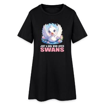 Cygnes Cygne - Robe T-shirt Femme - noir - Devant