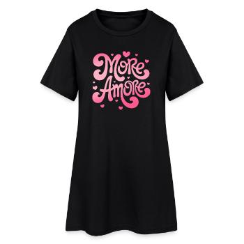 More Amore Herzen - Frauen T-Shirt-Kleid - Schwarz - Vorne