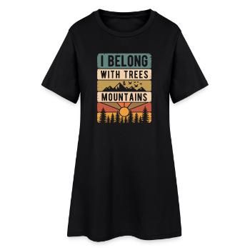 Rétro Nature Montagnes Soleil Forêt Randonnée Cadeau - Robe T-shirt Femme - noir - Devant
